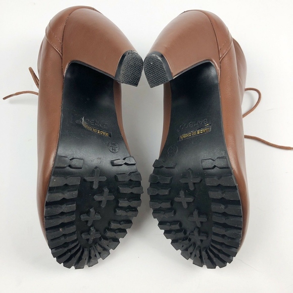 Bamboo Brown Lace Up Ankle Boots MOZZA-27L - Picture 7 of 8